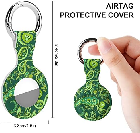 Caixa de silicone impressa em padrão de Paisley Green para Airtags com Tecla de Captação de Chaves Proteção Aerção de