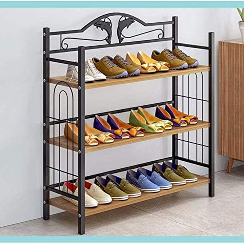Dingzz Simples Shoe Rack, imitação de casa de várias camadas de madeira maciça, gabinete simples de calçados à prova de poeira