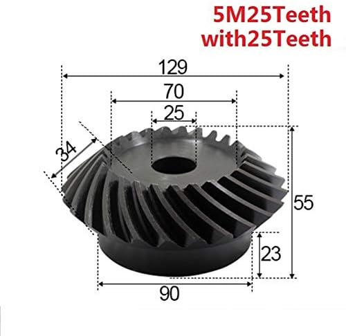 PIU-S 2pcs 1: 1 engrenagem chanfrada 5 módulo 25 dentes + 25 dentes Hole interno 25mm 90 graus comutação de acionamento em marchas