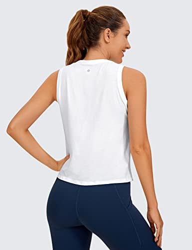 Crz Yoga Pima algodão cortado Tampo de tanques para mulheres Tops Tops de colheita de pescoço alto Camisetas de ginástica atlética