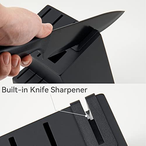 Conjunto de faca de caçador, lava -louças Faca de cozinha segura com bloco, 24 PCs Black Kitchen Kitch Sets com Block Auto -afiamento,