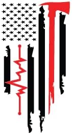 Bandeira americana de linha vermelha fina | Bandeira de bombeiro com Heatbeat | Ótima ideia de presente | adesivo de decalque
