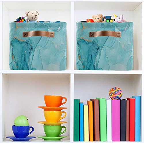 Alaza Marble Ink Abstract Art Art Blue Storage Basket para prateleiras para organizar brinquedos de berçário de prateleira de armário,
