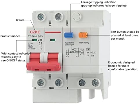 Kavju YCB6HLE-63 Switch principal 30MA Breaker de corrente residual com proteção excessiva RCBO MCB