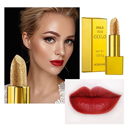 Xiahium Batom Shades Batom Glitter Batom Hidratante Maquiagem Veludo Lipstick de ouro Batalha à prova d'água Sexy Black