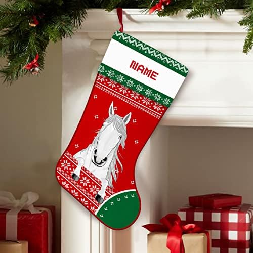 Meias de Natal personalizadas de Natal, meias de fazenda personalizadas, presentes para amantes de cavalos, presentes para amantes de cavalos, meia de natal de cavalo, calçados de Natal Mocks M-l