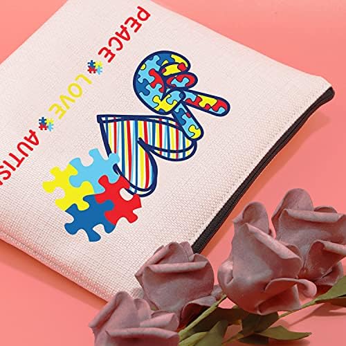 JXGZSO AUTISMO AUTORMENTE GEST PAZ AMO AMO AUTISMO Puzzle Makeup Bag do mês de conscientização do autismo