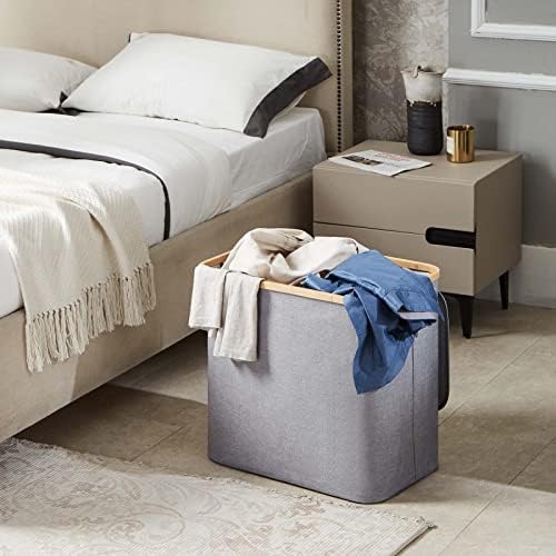 YouDenova grande cesto de roupa com tampa, cesta de roupas sujas dobráveis ​​de 90L com alça de armazenamento dobrável para toalhas