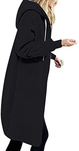 Jaqueta feminina com capuz de tamanho grande moda de cor sólida lã de lã casual zíper midi moletom moletons com casaco de moletom
