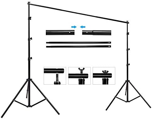 Sistema de suporte de fundo da foto hyj-Inc com kit de suporte de cano de fundo de 8,5 x 10 pés, cenário de algodão,