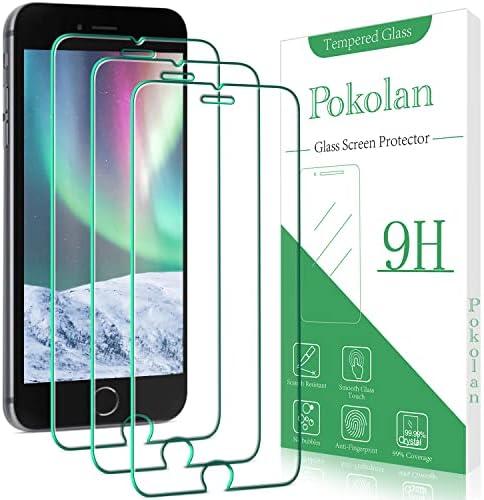 Protetor de tela Pokolan [3 -Pack] para iPhone SE 2022/2020 - Dusão de vidro temperado 9H - Instalação fácil sem bolhas