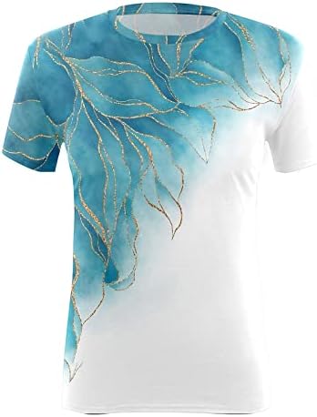 Womens Daily Spring Boho Impressão o Tanque de pescoço Tamas de manga curta camisas de treino casual feminino solto tops