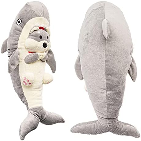 Gtlekop adorável boneca de cachorro de tubarão, 25,6 Kawaii tubarão de pelúcia de pelúcia, desenho animado de carrinho macio, travesseiro de cachorro de tubarão, presente de Natal para adultos meninos meninos