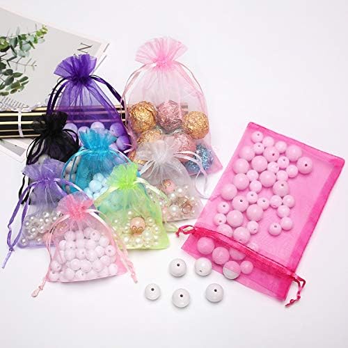 Akstore 100pcs 4x6inch Prawtring Organza Jóias favoritas bolsas de festas de festas de casamento sacolas de doces