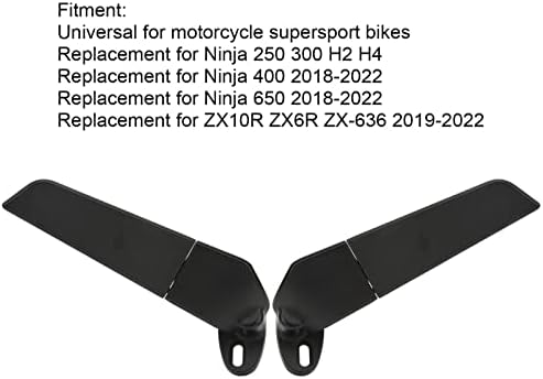 Sucie 2pcs Modificado Motocicleta A dasa traseira dos espelhos, espelhos laterais rotativos ajustáveis ​​espelhos de asa de vento múltiplo para Ninja 250 300 H2 H4 400 650 ZX10R ZX6R ZX 636