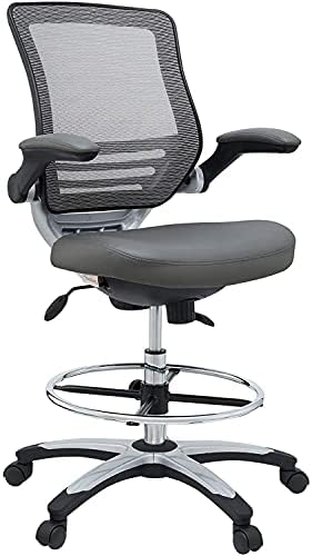 Cadeira de desenho de borda Modway EEI -211 - Cadeira de mesa de recepção - cadeira de desenho de braço flip -up em cinza