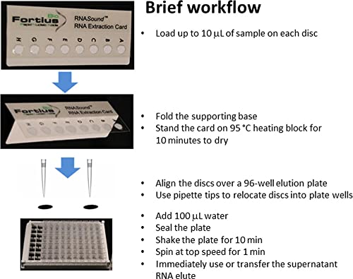 Fortiusbio E200-8 Card de Extração de DNA de patógenos alimentares Lisenow, 12 tiras de 8 discos de papel de filtro por tira