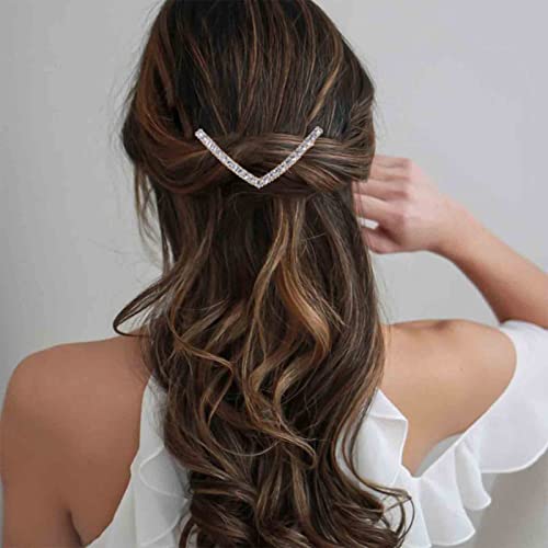 Erimberate Bohemian Crystal Arrow Clipe de cabelo Riprone Barrette Cz V Shape Hairpin Gold shortpin Rhinestone Cin clipe