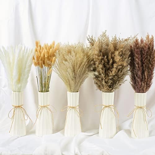 SOTUE 120 PCS PAMPAS seco Grass de 17 polegadas BOHO Decoração de pompas brancas de buquê floral de buquê Fluffy