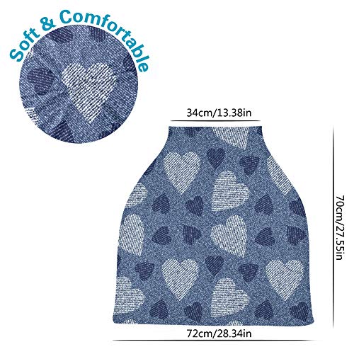 Yyzzh Heart Padrão de jeans azul jeans Impressão do dia dos namorados Projeto da capa de assento de carro de bebê elástico