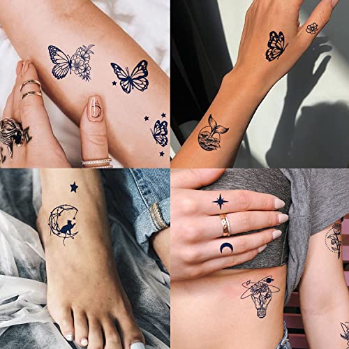 Ooopsiun Tatuagens semi-permanentes para mulheres-Tatuagens temporárias realistas de borboleta rosa/prova d'água/dura 1-2 semanas/desbotamentos naturalmente/adesivos de arte corporal