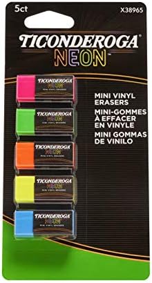 Erasers de Ticonderoga, neon, 5 contagens, 6 pacotes