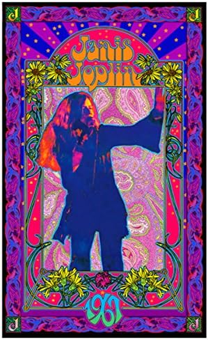 Janis Joplin Poster explosão psicodélica Litografia original assinada Bob Masse