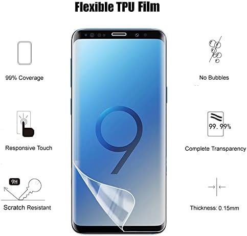 Uzwzw [3 pack] Compatível com o protetor de tela Samsung Galaxy S9 Plus, filme flexível de TPU suave, compatível com impressão