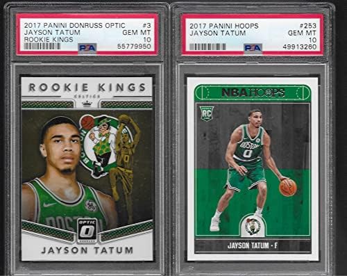 PSA 10 Jayson Tatum 2 Cartão Lot Panini Donruss Optic & Hoops Graduado PSA Gem Mint 10 Celtics Superstar Player