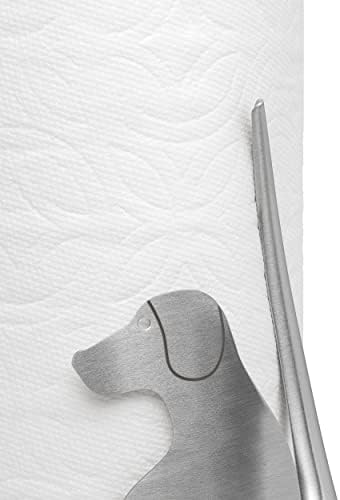 Everyday Solutions Woof Paper Toarder - Aço inoxidável, Dispensador de toalha de papel de bancada - Com tensão -primavera para uso de uma mão - com design de cauda de animal fofo - Ótimo para amantes de animais de estimação