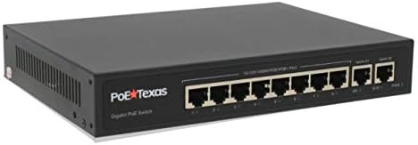Poe Texas 8 Port Poe Switch - 802.3af/AT Power Over Ethernet com 8 portas Poe+, 2 LAN Uplink, VLAN & Extender - 120W Alta velocidade não gerenciada Switch - Câmera de segurança, vídeo e mais