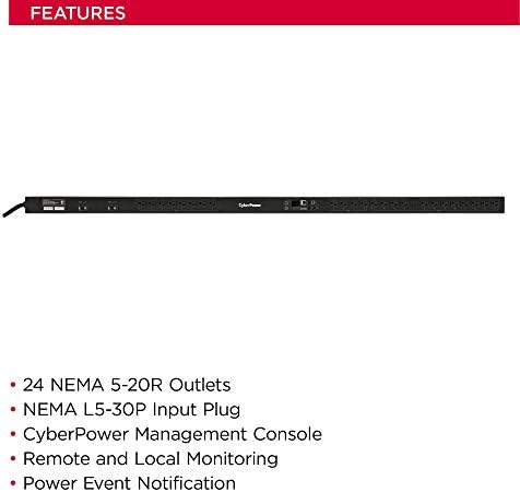 CyberPower PDU81102 Switched Metered Outlet PDU, 100-120V/30A, 24 pontos de venda, 0U rackmount