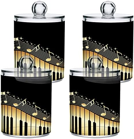 Alaza 2 Pack QTIP Dispensador Notas de música com piano Organizador de banheiros Latas para bolas de algodão/swabs/almofadas/fio
