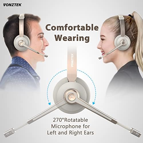 Fone de ouvido sem fio, fones de ouvido Bluetooth com ruído de microfone com cancelamento de ruído com dongle USB e microfone,