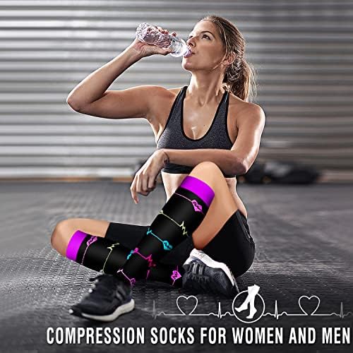 Bluemaple 6 pacote meias de compressão de cobre para mulheres e homens a melhor apoio da circulação para médicos, correr,