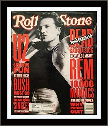Bono emoldurado da revista autêntica do U2 Autograph com certificado de autenticidade