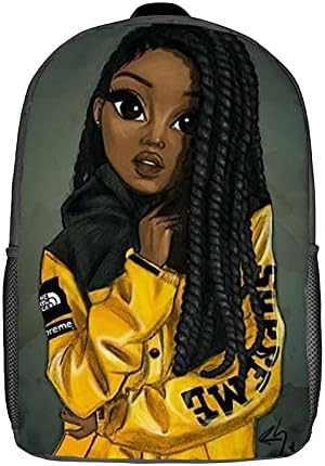 FDASLJ African American Girl 3D Print Backpacks Bookbag Rucksack leve - 17 polegadas