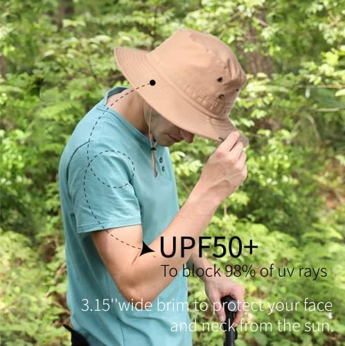 Hllman Super Wide Brim Hat-up Upf 50+ Proteção, Chapéu masculino/Mulher para pesca, caminhada, jardinagem, nylon e malha respiráveis