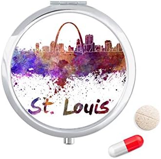 St.Louis America City Cidade aquarela Case Pocket Pocket Medicine Box Recipiente Distribuidor