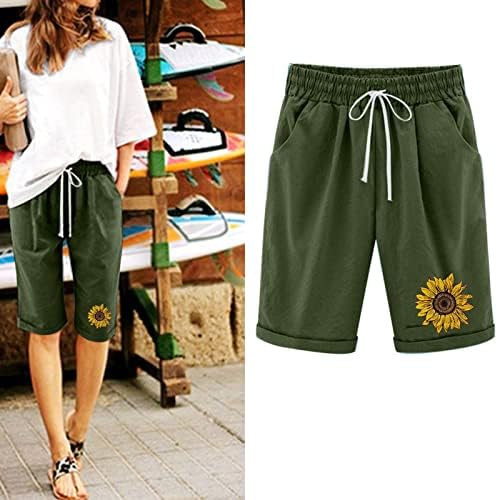 Calça short shorts de calças de calças de linho de linho de linho