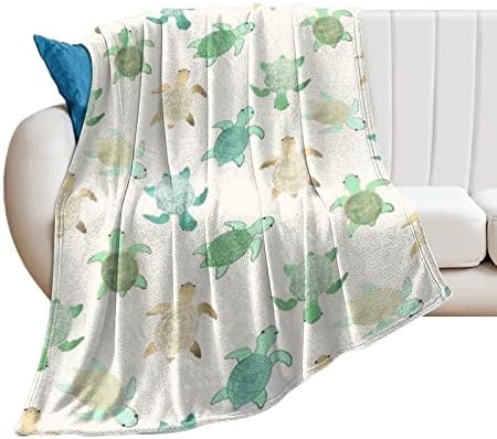 Cobertores de bebê eruabdb ， Tartaruga verde Padrão sem costura, cobertor leve adequado para sofá, cama, acampamento,