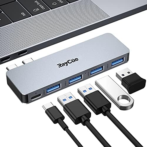 Adaptador USB para MacBook Air/Pro, MacBook Air M1 Acessórios USB 5 em 1 USB-C para USB adaptador com 4 USB 3.0 e Thunderbolt 3