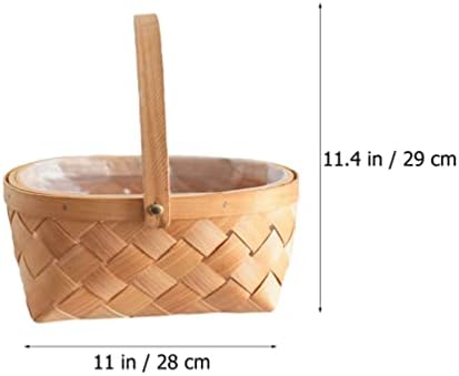 Cesto de armazenamento de tecido aboofan com alça e revestimentos cestas de páscoa cestas de florestas cestas de flores rústicas