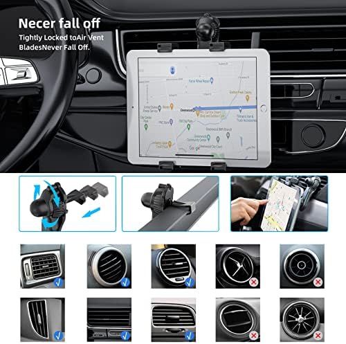 Porta do iPad do XWXELEC para carro, suporte para tablets para montagem de pára-brisa/painel de ar, suporte de ventilação