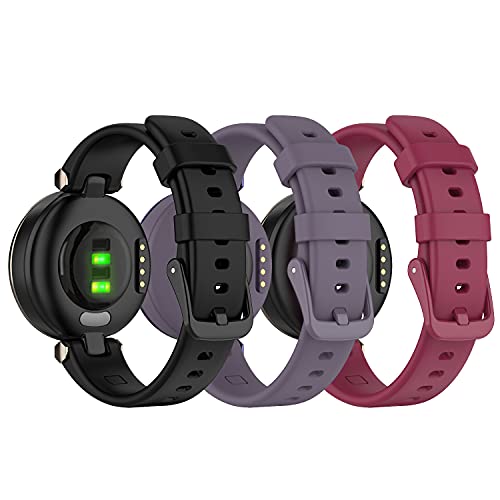 pulsetas de eieuuk compatíveis com lírios de Garmin, relógio de silicone macio substituto de cinta para garmin lily gps smartwatch, preto e roxo e vinho vermelho, um tamanho único