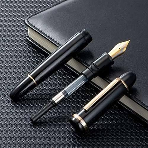 Jinhao x159 caneta -tinteiro acrílico preto, tamanho 8 de tamanho médio de ouro de ouro clássico design de escrita