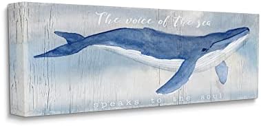 Stuell Industries Voice Of The Sea Inspirational Ocean Lover Whale Quote Arte da parede de lona, ​​design de Katie Swatland
