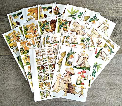 Decoupage Paper Pack [18 folhas 8 x11] Gnomos de cogumelos Pequenos pessoas da floresta * papel para decoupage e artesanato ilustração vintage de Mabel Lucie Attwell