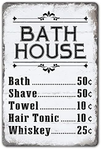 Wallors Bath House Price Lista de preços Sinal vintage Sinais de decoração de metal Sinais