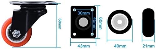 HJRD rodas de rodízio, 4pcsNoTerers Industrialers 1,5 polegadas de borracha PU com freio Universal 360 ° Boleteiro Silentniture Transportadores